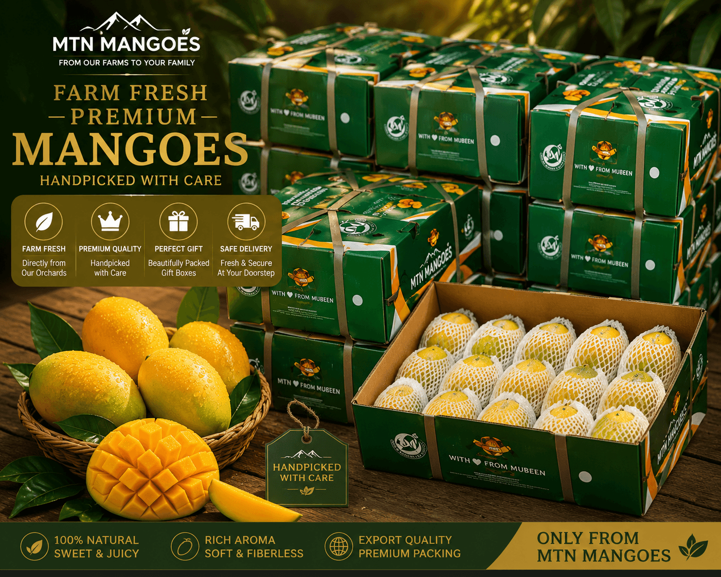 Premium Pakistani mangoes from MTN Mangoes farm fresh and naturally ripened in Pakistan