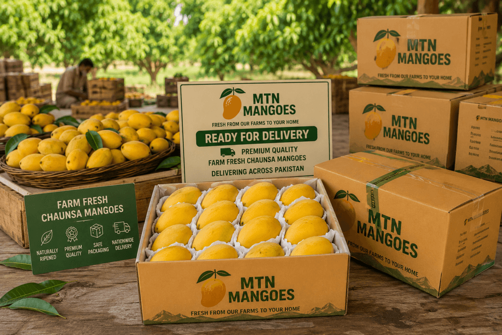 Buy Chaunsa mango online farm fresh packing ready for delivery from MTN Mangoes orchard in Pakistan